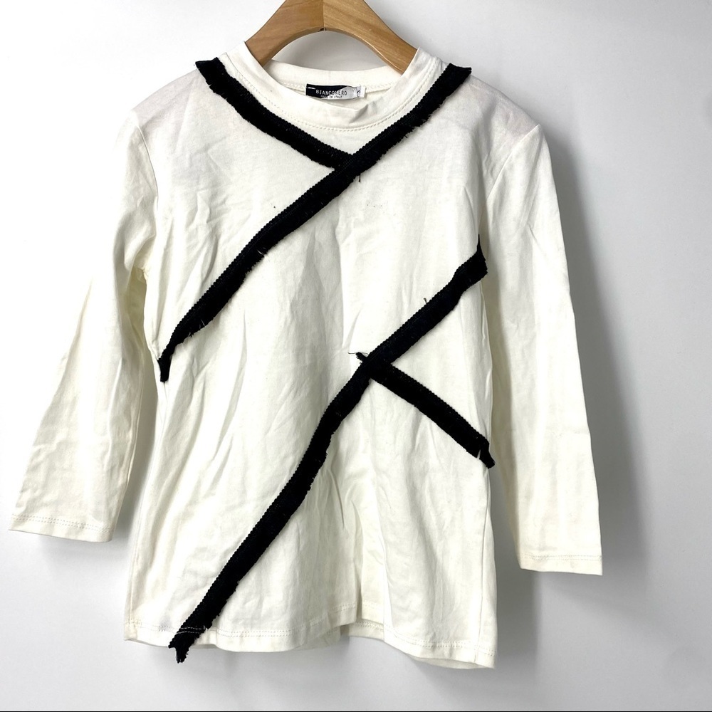 Bianco Nero 3/4 sleeve black and white top S